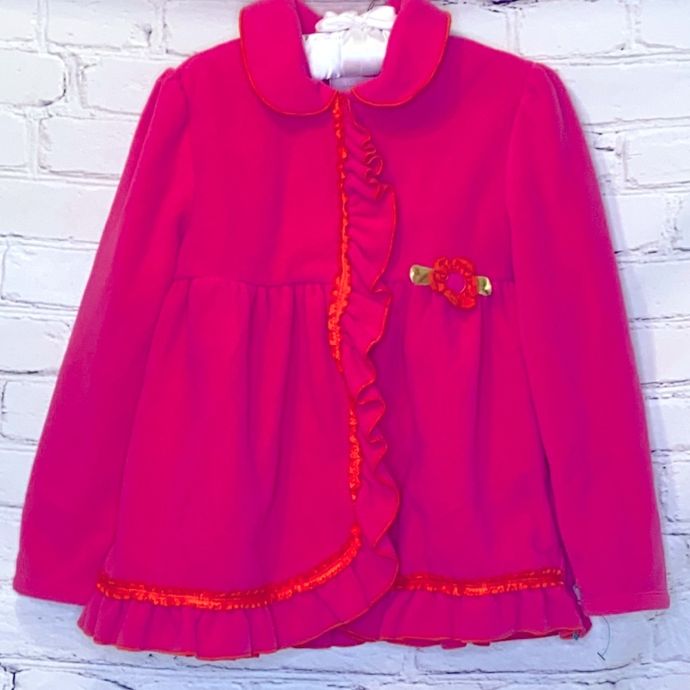 Kids Headquarters Pink & Orange Trim  Fleece Jacket Size 6X Excellent Condition